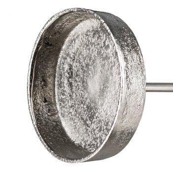 Aluminium candle holder with pin, 7.5x7.5x9cm, silver