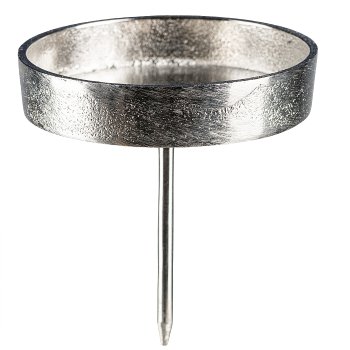 Aluminium Candle Holder with Pin 8.5x8.5x10cm, silver