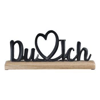 Aluminium lettering "You and I" on wooden base, 35.5x18x5cm, black