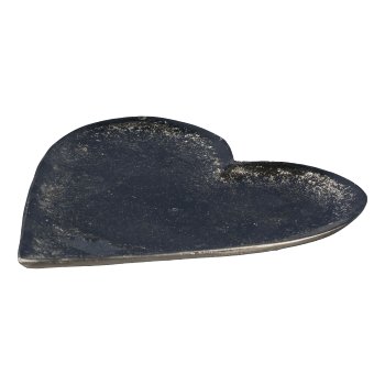 Aluminium Heart Plate, 20x18,5x1cm, Silver
