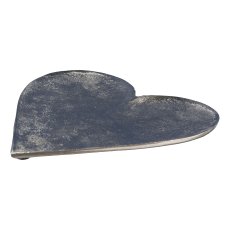 Aluminium Heart Plate, 25x23x1cm, Silver