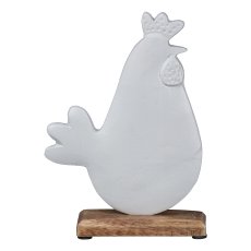 Aluminium Huhn auf Holzfuß,