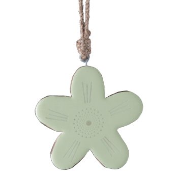 Mango Wood Flower Hanger Enamel Finish Laser Design, 9x9x2cm, Light Green