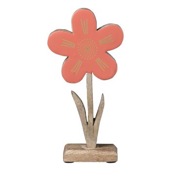 Mango Holz Blume Enamelfinish Laserdesign, 22x11x5cm, Lachs