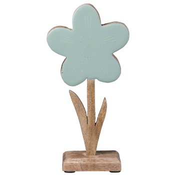 Mango Wood Flower Enamel Finish Laser Design, 22x11x5cm, Cloud Blue