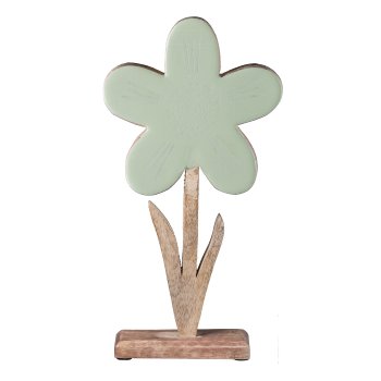 Mango Holz Blume Enamelfinish Laserdesign, 32x16x5cm, Hellgrün