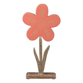 Mango Holz Blume Enamelfinish Laserdesign, 32x16x5cm, Lachs