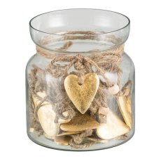 Aluminium heart, hanger, 30/glass 5cm, gold
