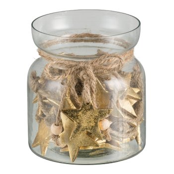 Aluminum Stern, Hänger, 30/Glas 5cm, Gold