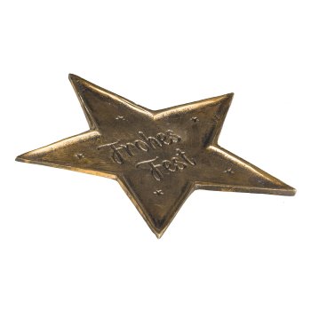 Aluminium star plate, w.lettering 25x25x2cm, gold