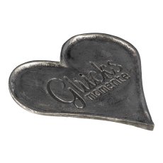 Aluminium heart plate, w.lettering 20x20x1cm, silver