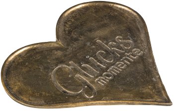 Aluminum Herz Platte, m.Schriftzug 26x26x2cm, Gold
