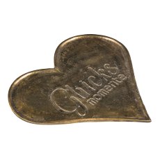 Aluminium heart plate, w.lettering 26x26x2cm, gold