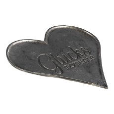 Aluminium heart plate, w.lettering 26x26x2cm, silver