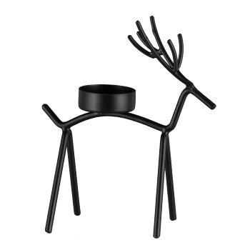 Aluminum Hirsch, m.Teelichthalter 15x3x7cm, Schwarz