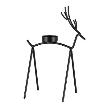 Aluminium deer, w.tealight holder 24x17x12cm, black