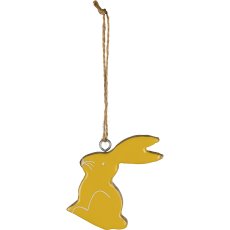 Wooden rabbit, hanger, enamel finish, 60/glass, 8cm, yellow