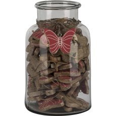 Wooden butterfly, hanger, enamel finish, 60/glass, 8cm, pale pink