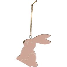 Wooden rabbit, hanger, enamel finish, 24/glass, 12cm, pale pink