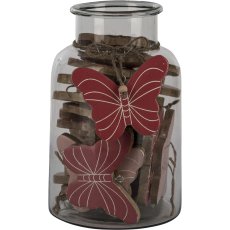 Wooden butterfly, hanger, enamel finish, 24/glass, 12cm, pale pink