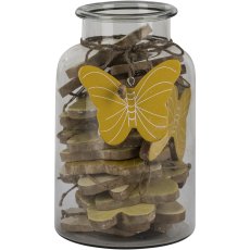 Wooden butterfly, hanger, enamel finish, 24/glass, 12cm, yellow