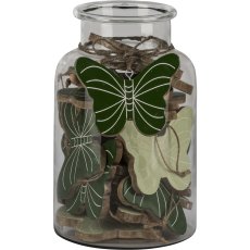 Wooden butterfly, hanger, enamel finish, 24/glass, 12cm, green