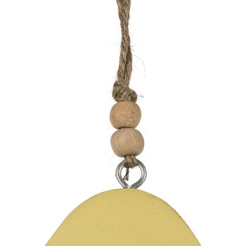 Wooden decorative egg FROHE OSTERN, hanger, 6x4.5x2cm, light yellow