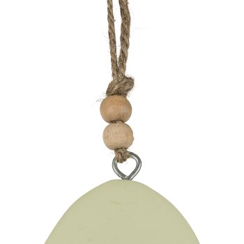 Wooden decorative egg FROHE OSTERN, hanger, 6x4.5x2cm, light green