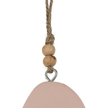 Wooden decorative egg FROHE OSTERN, hanger, 8.5x6.5x2cm, light pink