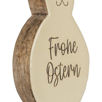 Holz Dekohase FROHE OSTERN, 21x10x2,5cm, vanille