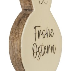 Holz Dekohase FROHE OSTERN, 21x10x2,5cm, vanille