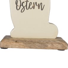 Holz Dekohase FROHE OSTERN, stehend, mit Schleife, 32x16x5cm, vanille