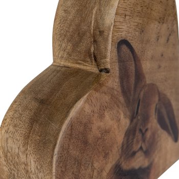 Holz Herz FOXY, stehend, mit Hasendekor, 10x10x4cm, natur