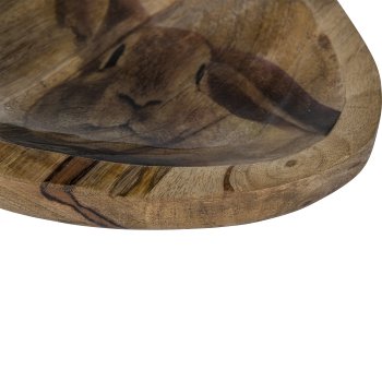 Holz Schale FOXY, organisch, mit Hasendekor, 26x26x2,5cm, natur