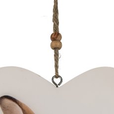 Wooden heart FOXY, hanger, with rabbit decoration, 10x10x2.5cm, natural