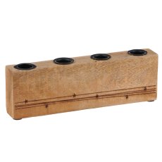 Mango wood candle holder, set of 4, with star motif, 25x7.5x3.5cm, natural, Lepuro