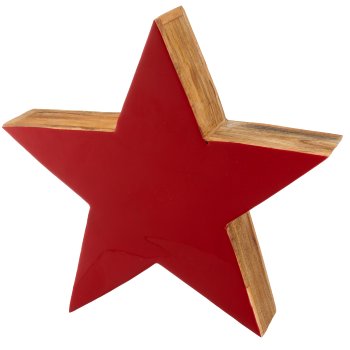 Mango wood star, enamel finish, 40x40x9cm, red