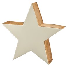 Mango wood star, enamel finish, 40x40x9cm, white