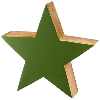 Mango wood star, enamel finish, 40x40x9cm, green