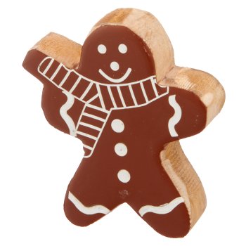 Mangoholz Lebkuchen Figur, stehend, 10x9x2,2cm, zimt