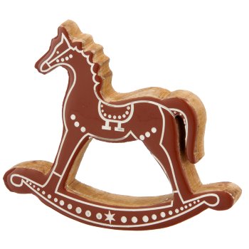 Mangoholz Lebkuchen Pferd, stehend, 15x10x2cm, zimt
