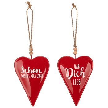 Metallhänger LIEBE, Herz, 2fa.so, 13x9x2cm, rot