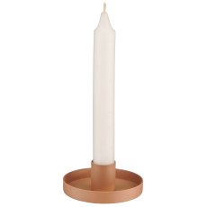 Metal candle holder, round, 8x8x3cm, almond