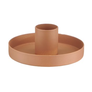 Metal candle holder, round, 8x8x3cm, almond