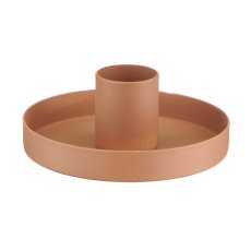 Metal candle holder, round, 8x8x3cm, almond