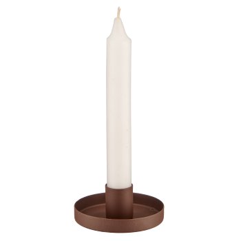 Metal candle holder, round, 8x8x3cm, mocha