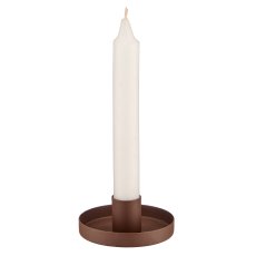 Metal candle holder, round, 8x8x3cm, mocha