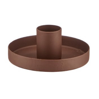 Metal candle holder, round, 8x8x3cm, mocha