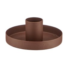 Metal candle holder, round, 8x8x3cm, mocha