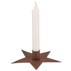 Metal candle holder star, flat, 16x16x3cm, mocha